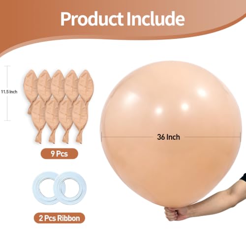 Image of KALOR Beige Giant 36 Inch 9pcs Large Latex Balloons