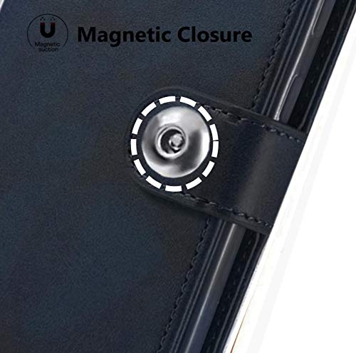Image of SHINESTAR Leather Finish Flip Back Cover for Lava Agni 2 5G | Inside TPU & Inbuilt Stand| Stylish Button Magnetic Closure | Wallet Style Back Cover Case for Lava Agni 2 5G - Blue