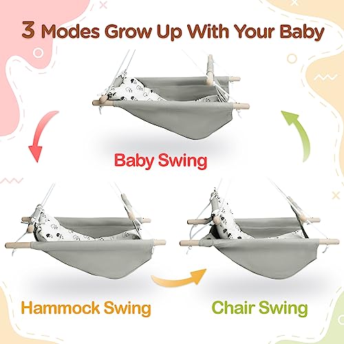 Baby Swing For Baby And Toddler, Canvas Baby Hammock Swing Indoor And Outdoor With Safety Belt And Mounting Hardware, Wooden Hanging Swing Seat Chair For Baby Up To 4 Year - Little Cloud #TOP1