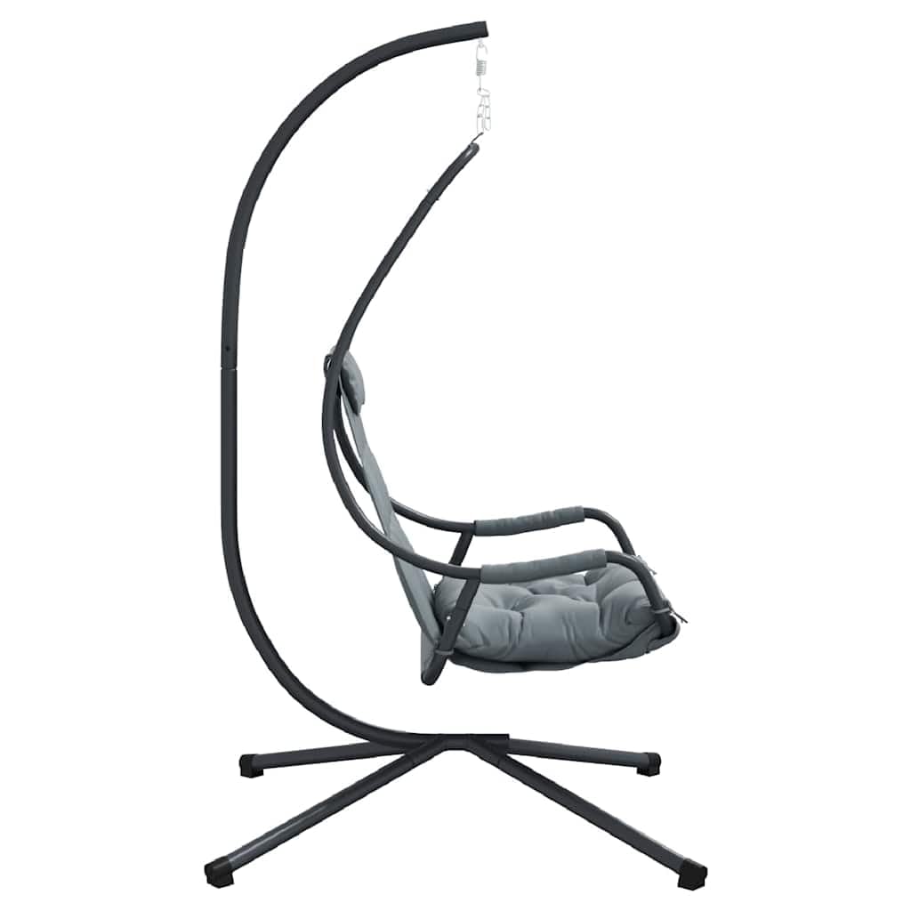 Silla colgante de acero antracita con cojín, plegable, 94 x 107 x 196,5 cm, para balcón, terraza, jardín e interior, tumbona de relajación ergonómica