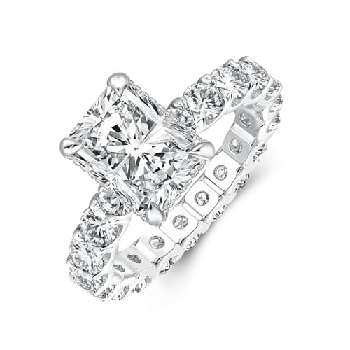 3CT Radiant/Pear Cut Engagement Ring for Women,Simulated Diamond Ring,18K White/Yellow Gold Plated 925 Sterling Silver Promise Ring