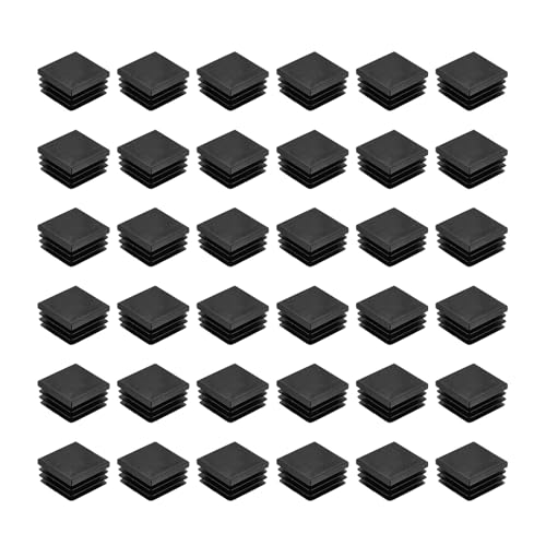 Image of uxcell 32Pcs Square Plastic Plugs, 30 x 30mm /1.18 x 1.18inch PE Pipe Tubing End Caps for 24-28mm /0.94-1.1inch Square Tube Furniture Chair Leg, Black