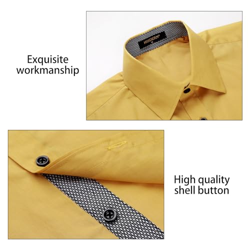 Image of HISDERN Mens Dress Shirts Long Sleeve Button Down Casual Shirts for Men Inner Contrast Formal Business Tuxedo Wedding Shirt