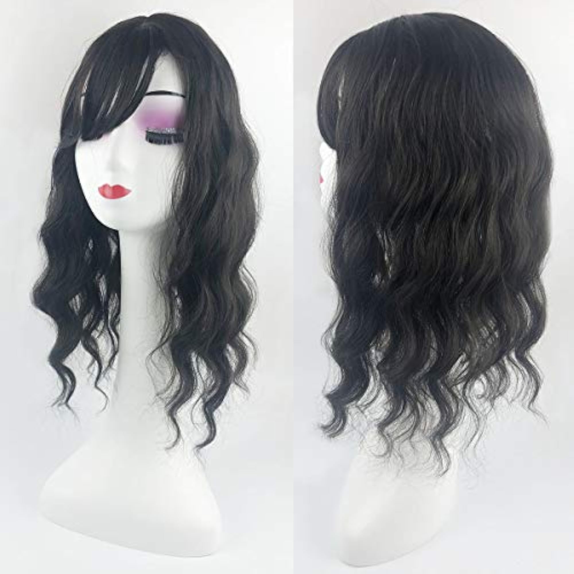 Handmade Silk Base Wiglet Hairpiece with Wispy Bangs, 45cm