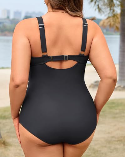 Tempt Me Plus Size One Piece Swimsuits - Women Cutout Bathing Suit Twist Front Ruched Swimwear2