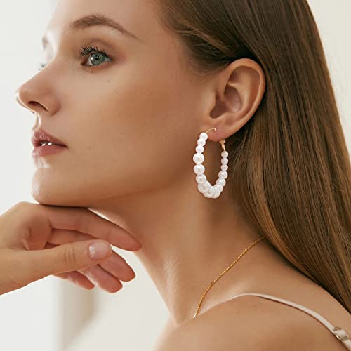 Boucles d'oreilles de Mouton Long Perle Hoop à Couches Drop