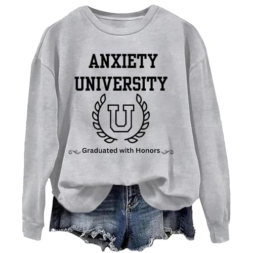 Sudadera con el programa de honores de la Universidad de Ansiedad, camiseta del programa de honores de la Universidad de Ansiedad,, gris, L