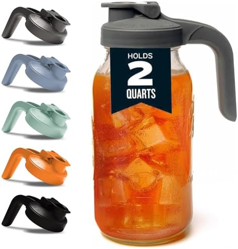County Line Kitchen Glass Mason Jar Pitcher with Lid - Wide Mouth...
