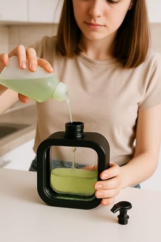 Image of 300ML Liquid Soap Dispenser | Refillable Pump Bottle for Hand Wash, Dish Wash, Shampoo, Conditioner, Shower Gel | Bathroom & Kitchen Use | Transparent Plastic |