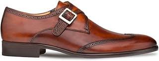 Mezlan - Forest - Men's Wing Tip Monk Strap - Hand-Burnished European Calfskin with Saddle Shoe Accents - Handcrafted in Spain