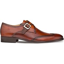 Mezlan - Forest - Mens Wing Tip Monk Strap - Hand-Burnished European Calfskin with Saddle Shoe Accents - Handcrafted in Spain
