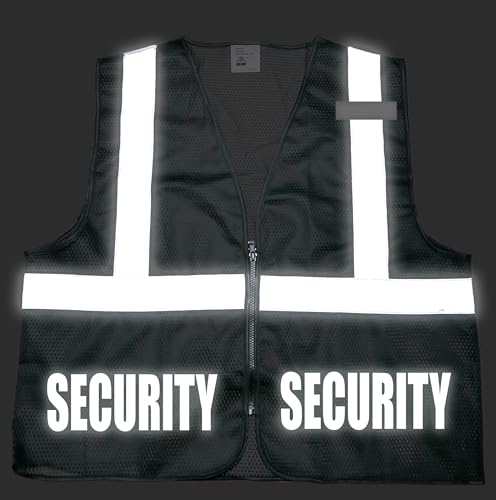 Conspiracy Tee Security Safety Vest in Black with Silver/Reflective Design, High Visibility Vest - Thumbnail 3