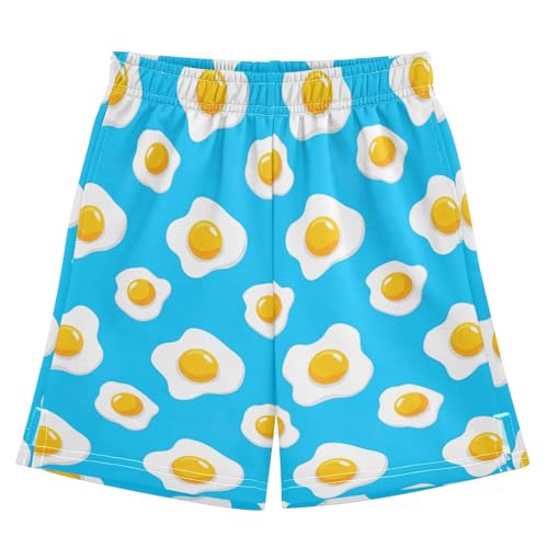 CHIFIGNO Eggs Blue Big Boys Casual Summer Outfits Boys Durable Polyester Shorts with Pockets XS