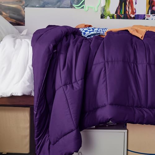 Image of Bedsure Comforter Duvet Insert - Quilted Comforters Twin XL Size, All Season Duvet, GentleSoft Down Alternative Bedding Blanket, with 8 Tabs, Gifts for Women /Men, Purple, Twin XL 92 x 68 Inches