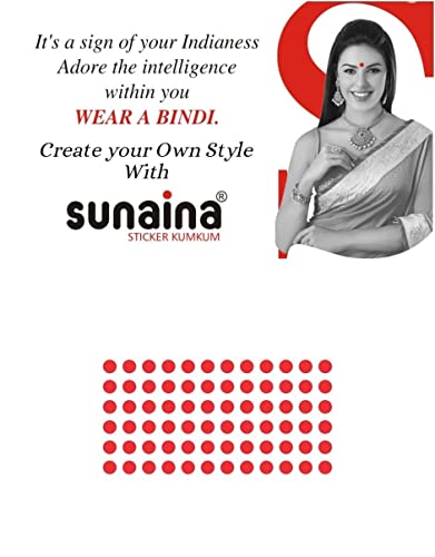 Image of Sunaina New Gold Sticker Kumkum Forehead Round Bindis Velvet Pottu /Bindi Box With 15 Cards /Flaps For Women & Girls (GR008, Red)