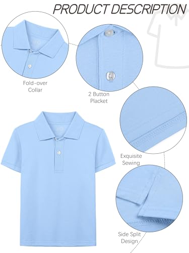 OHD 4 Pack Boys Polo Shirt Cotton School Uniform Polo Shirts for Boys Soft Kids Polo Shirt Multiple Color Short Sleeve Polo3