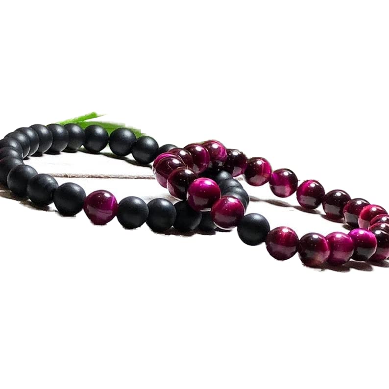 Bracelet oeil de tigre rouge et onyx 8mm de qualité supérieure LKBEADS