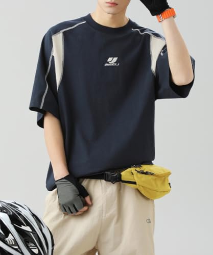 Men's Y2K Retro Baggy T-Shirts Crewneck Short Sleeve Alt Emo Stripe Shirt Oversized Techwear Racing Scene Clothes2