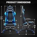 GTRACING Gaming Chair with Footrest, Ergonomic Computer Game Desk Chair, Recline Gaming Chair Seat Height Adjustment, Swivel Rocker with Headrest and Lumbar (Blue) - Image 3
