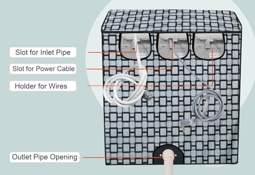 Image of Stylista PVC Washing Machine Cover Compatible for GODREJ 8KG Semi-Automatic Top Loading WS 800 PDS, Lattice Pattern Grey