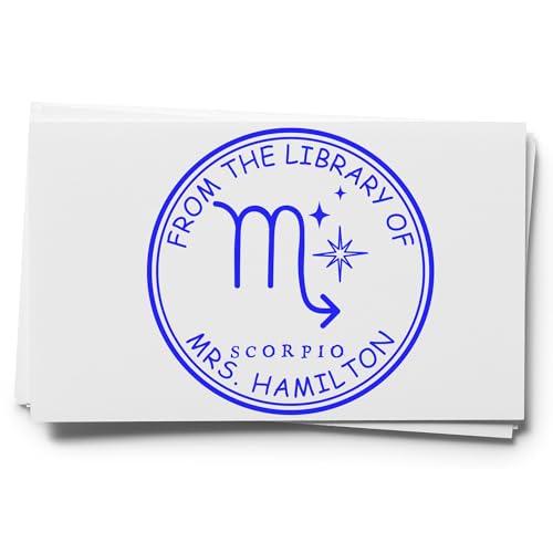 Custom Reader Stamp Scorpio Library with Stars, 1-5/8