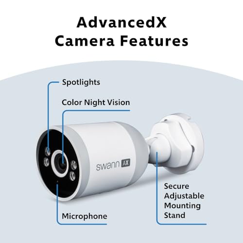 Swann AdvancedX Wired NVR 4K Security Camera System, 8 Channels, 8 PoE Cameras Outdoor, 1TB HDD Storage, Color Night Vision, Smart AI Video Analytics/Alerts, Motion Detection, 24/7 Recording thumbnail 9