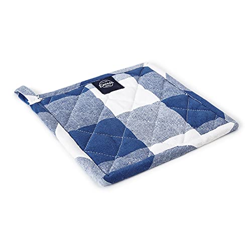 Image of Encasa XO Oven Microwave Pot Holders Trivets 21 cm (2 pc) for Kitchen Cooking & Baking - Heat Resistant, Thick & Safe, Protection of Hands from Hot Utensils, Grill, BBQ - Buffalo Blue Checks
