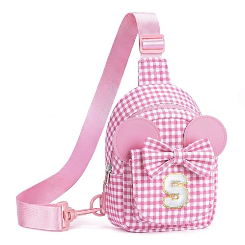 Image of Anoup Kids Girls Birthday Gifts for 2 3 4 5 6 7 8 Year Old Gift, Pink S | Sling Bags for Girl Kid Toddler, Daughter Sister Birthday, Gift for Kids Girl, Toddler Purse, Monogram Checkerboard Sling Bag