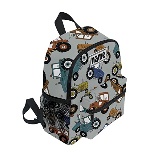 Custom Kid's Name Backpack Tractors Car Green Toddler Backpack for Daycare Travel Personalized Name Preschool Bookbag for Boys Girls2