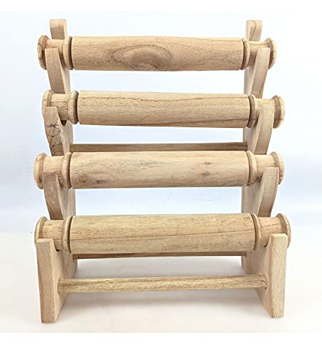 Porta Braccialetti E Orologi In Legno Massello - 4 Semainer, Colore Marrone Cioccolato | Espositore Gioielli Artigianale - Foto 3