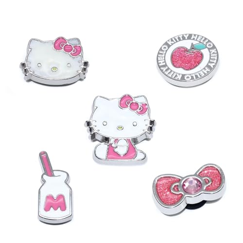 VENTOMO 5 Pcs Pink Cartoon Shoe Charms Cute Metal Shoe Decoration Charms Slipper Accessories Make the Perfect Valentines Day Gift or Party Favor.