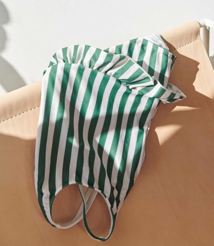 Image of Toddler Girls One Piece Swimsuits Crossback Backless Bathing Suit Whale Dolphin Shark Swimwear with Ruffle Butt UPF50+