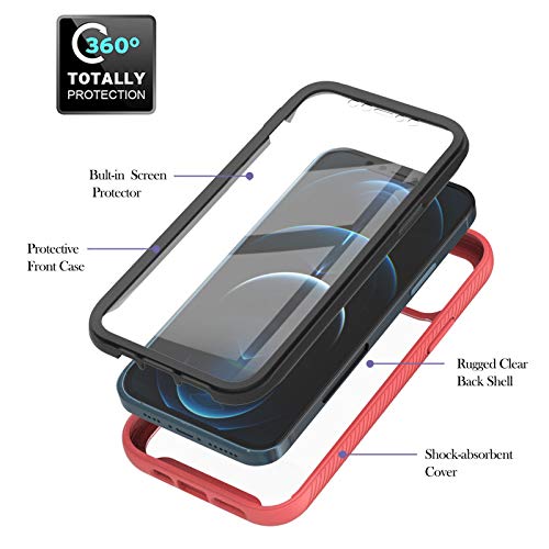 Coque iPhone 12 Pro Max antichoc transparente bicolore rouge