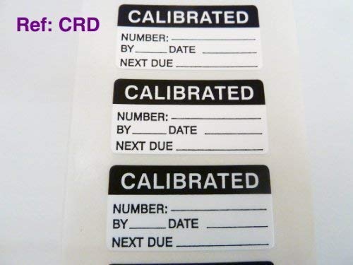 250 Labels Calibrated Labels, Tamper Evident Labels, 40x20mm Rectangle, Black on White, Stickers Break up on Attempted Removal