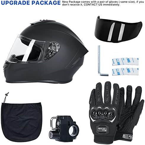 Miniatura 6 de Full Face Motorcycle Street Bike Helmet with Motorcycle Gloves for Men and Women + 2 Visors DOT Model and Helmet Lock for BMX ATV MTB Riding, Road