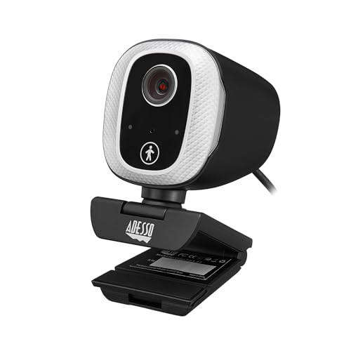 Adesso Motion Tracking 1080P Web Camera CyberTrack M1 H.264 Fixed Focus USB Webcam with 305° Auto Tracking, Built-in Microphone, and Tripod Mount