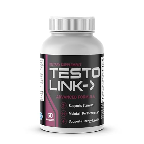 TestoLink Testosterone Support 60 Capsules Natural Testosterone Booster for Men Energy Strength Stamina & Muscle Health Vitality & Performance Supplement UK Made