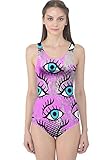 CowCow Womens Violet Pop Art Eyes One Piece Swimsuit, Violet - M