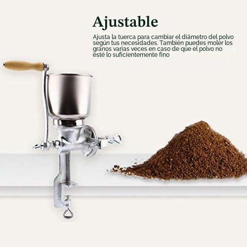Molino de maiz,Molinillo de Grano Manual, Molino de maiz manual Molino de Café en Grano Manual con Embudo Grande de Hierro Fundido para Grano Maíz Trigo