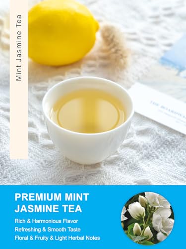 Image of TeeLux Mint Jasmine Herbal Tea Bags, Caffeine Free, 30 Count | Refreshing Mint Blend with Jasmine, Lily, Osmanthus & Chrysanthemum, Sugar Free, Gluten Free, Hot or Iced