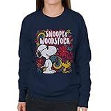  All+Every Peanuts 70s Floral Snoopy and Woodstock Women\'s Sweatshirt