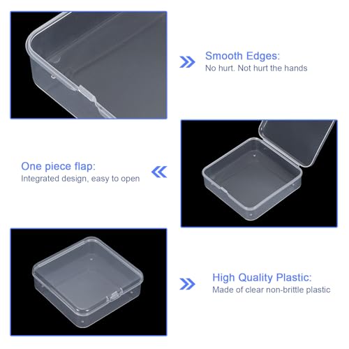 Image of uxcell 12Pcs Clear Small Plastic Beads Storage Containers with Lids, Square Anti-Oxidation Jewelry Storage Boxes for Small Items Craft, Beads, Ear Studs, Necklaces(3.3x3.35x1.02In)