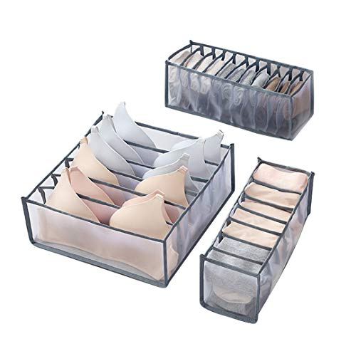 MINGJING Organizadores de Cajones para Ropa Interior Set de 3 Piezas Organizador para Cajones de Ropa Interior Sujetador Calcetines Bragas Cajas de Almacenamiento