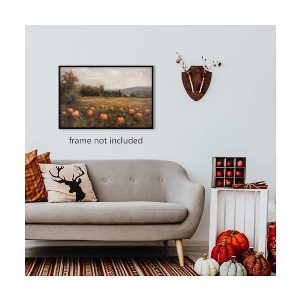   BTNXWL-Vintage-Pumpkin-Field-Wall-Art-Cottage-Fall-Landscape-Wall-Art-Canvas-Rustic-Moody-Pumpkins-Painting-Poster-Autumn-Harvest-Season-Wall-Decor-Thanksgiving-Art-Print-12x16in-Unframed