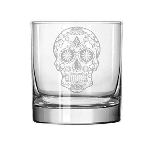 MIP 11 oz Rocks Whiskey Highball Glass Sugar Candy Skull