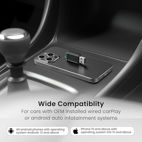 Image of Portronics Tune Lite, Mini 2-in-1 Wireless CarPlay /Android Auto Receiver, Converts Wired to Wireless, Plug & Play, Only for Cars with OEM Installed Wired Android Auto /CarPlay, Android 12+ & iOS 15+