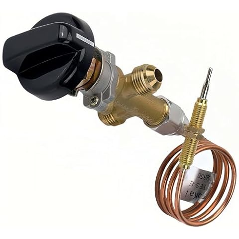 BGD 3/8" Flare Inlet & Outlet(5/8”-18UNEF) Low Pressure LPG Propane Gas Fireplace Fire Pit Flame Failure Safety Control Valve Kit Fits Fits Fireplace, Fire Pit, Gas Grill, Heater Cover