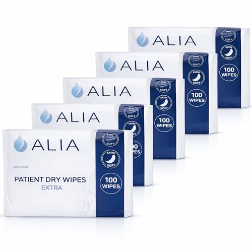 5 x ALIA Soft Patient Dry Wipes Large Extra | 32 x 25 cm | 5 Packs of 100