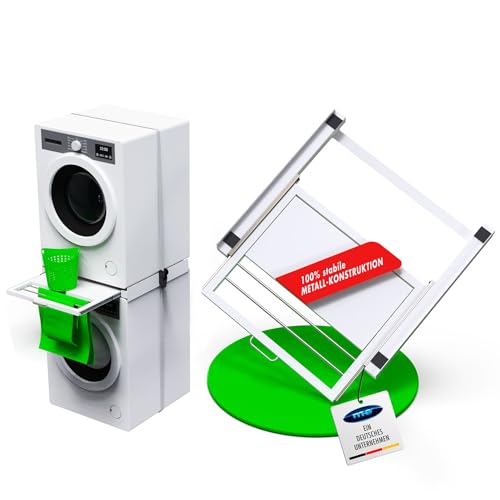 m-e ZR-57 Cadre intermédiaire pour sèche-linge et machine à laver - Cadre de connexion avec étagère - Empilage et fixation stables - Connexion de machine à laver et sèche-linge pour appareils de 60 cm