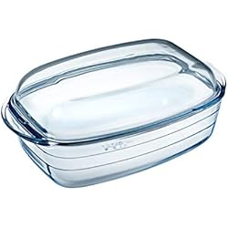 Cacerola Rectangular Ôcuisine 4937327 - Cacerola rectangular, color transparente, 37 x 14 x 22 cm, 4.3l + tapa 2,2l